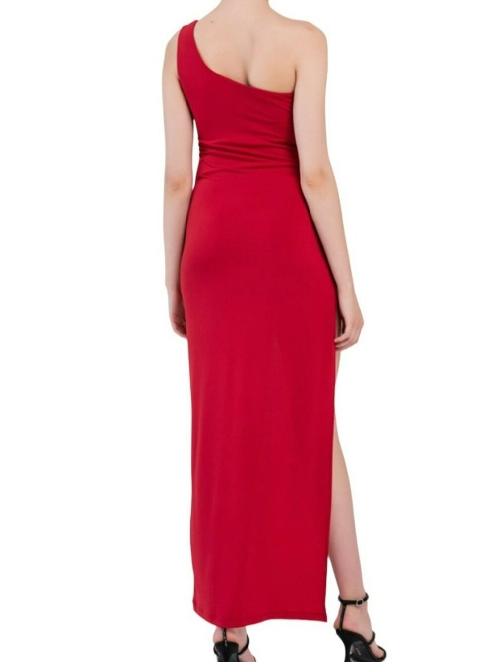 KikiRiki One Shoulder Cutout High Slit Maxi Dress Red Size Small NWT - Picture 2 of 8